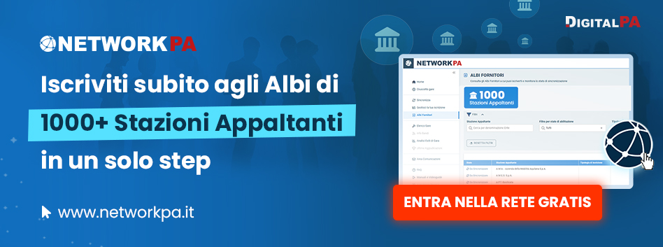 NetworkPA albo fornitori 1000+ Stazioni Appaltanti entra nella rete gratis